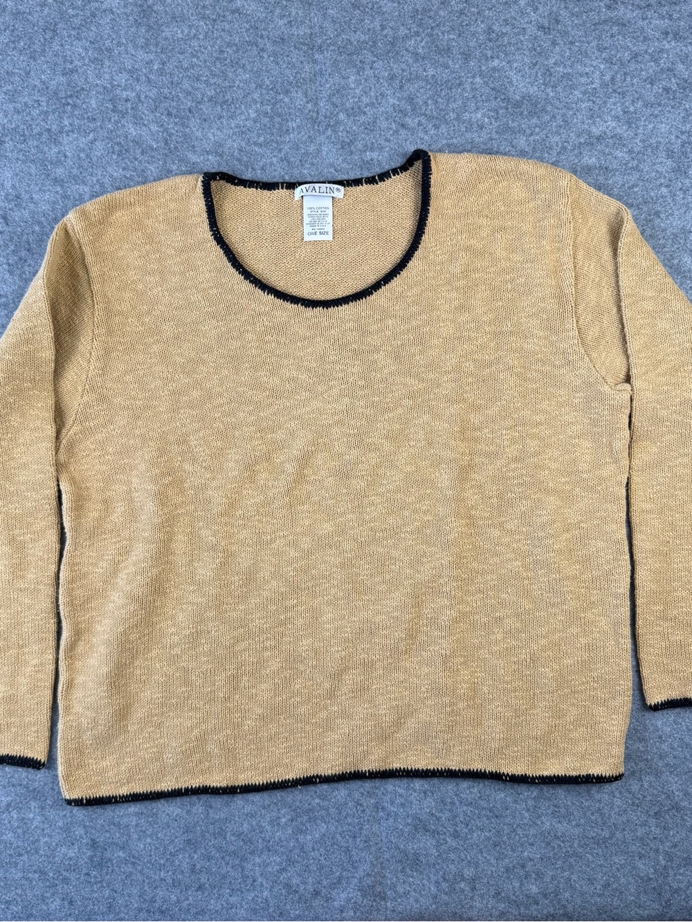 Avalin Ultimate Cotton One Size Crew Neck Sweater Raw Edge Contrast Piping